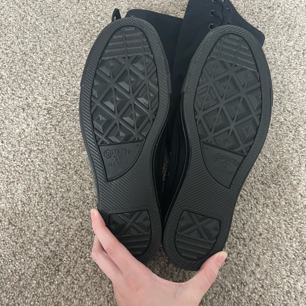 Knee High Converse Lace Up Black Canvas Sneakers - Picture 3 of 4